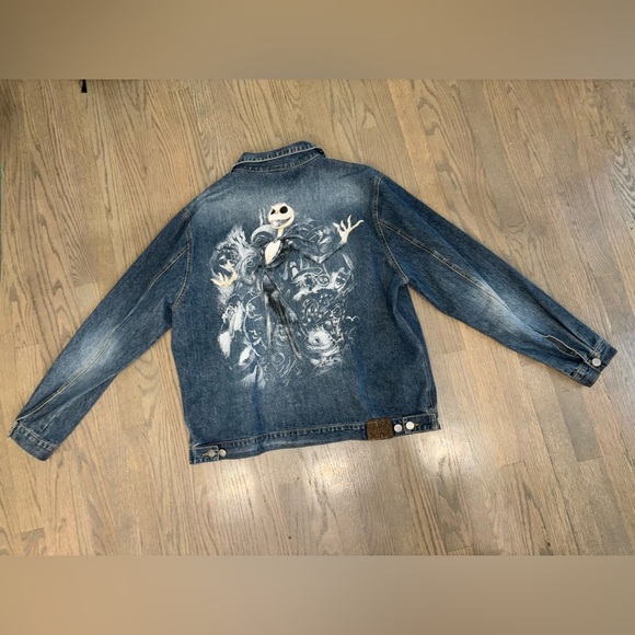 Vintage Disney Jack Skellington Nightmare Before Christmas Denim Jean Jacket XL - Picture 4 of 7